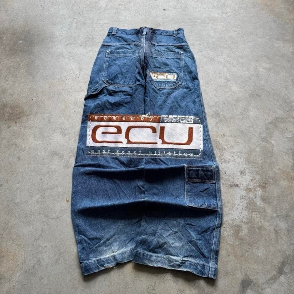 Baggy ECU Big Pocket Jnco Styl Denim Y2k Vintage Surf 90s Jeans 32x32